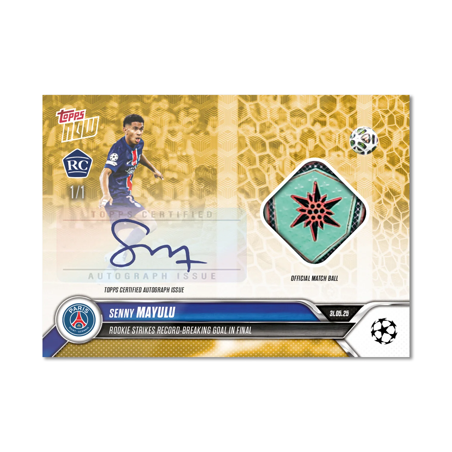 Senny Mayulu - 2024-25 UCL Topps NOW® - Card 164 - LOOK FOR AUTO-RELIC