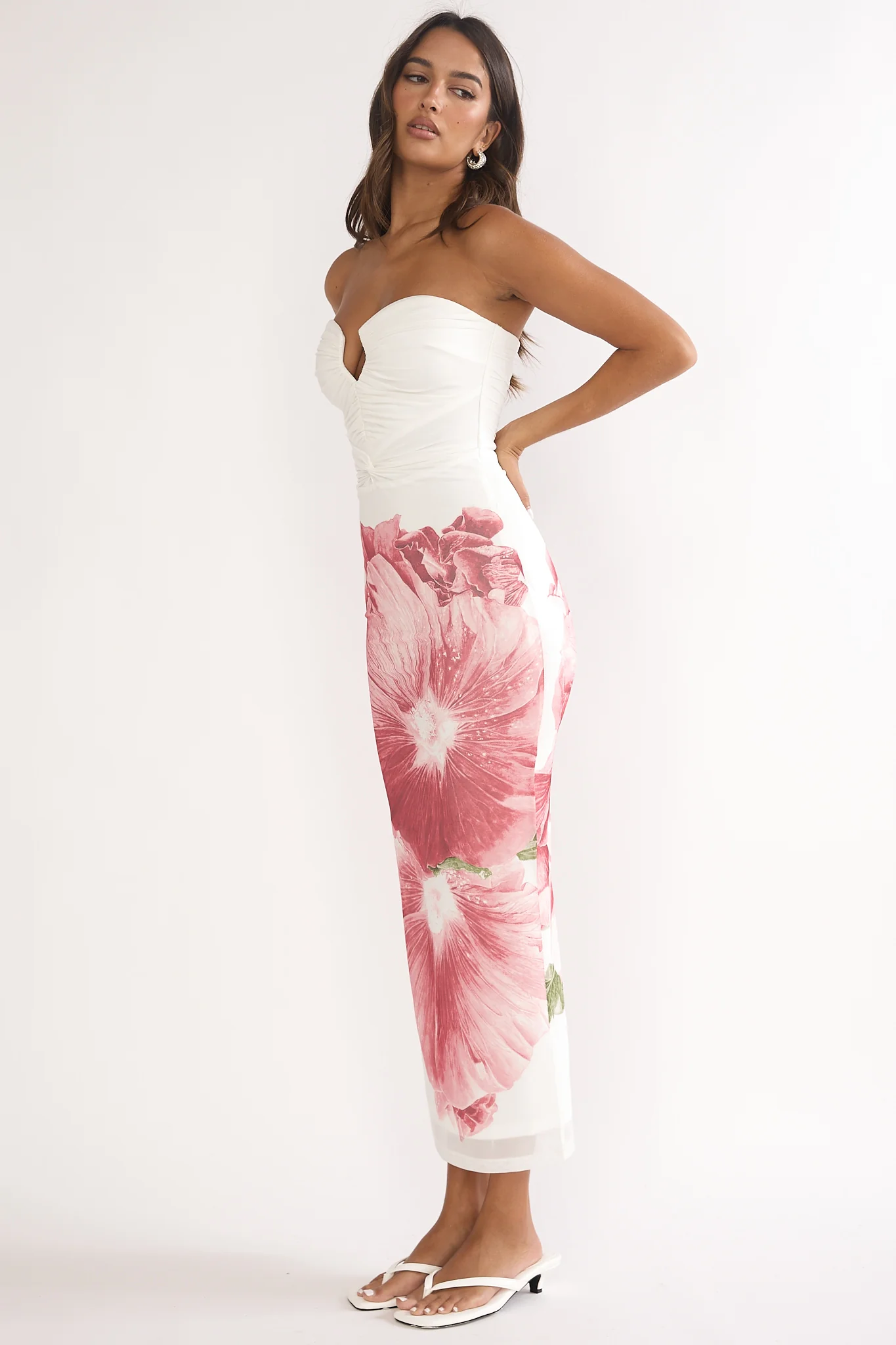 Lahita Strapless Midi Dress Hibiscus Fuchsia