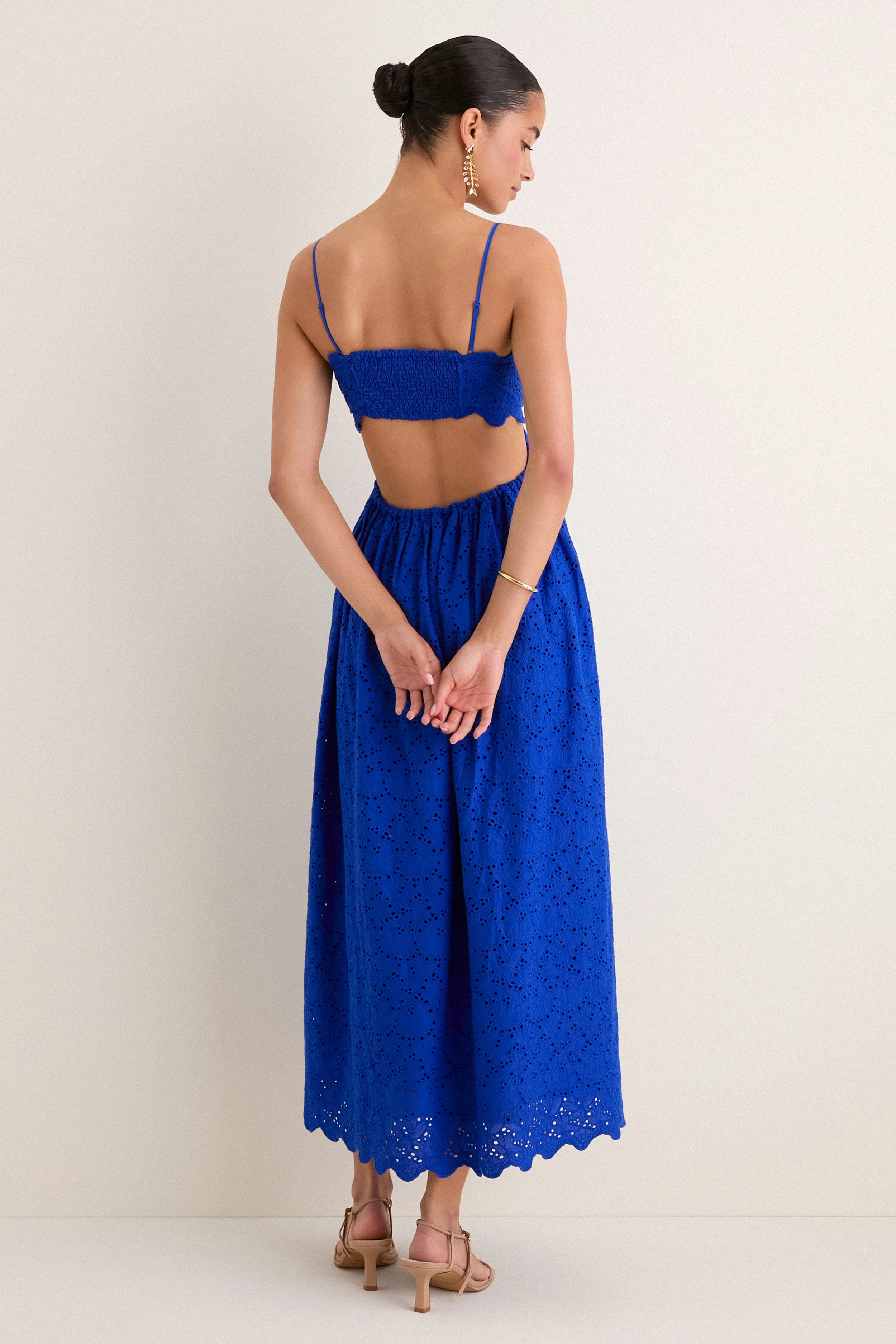 Blue Eyelet Cut-Out Larkspur Dress