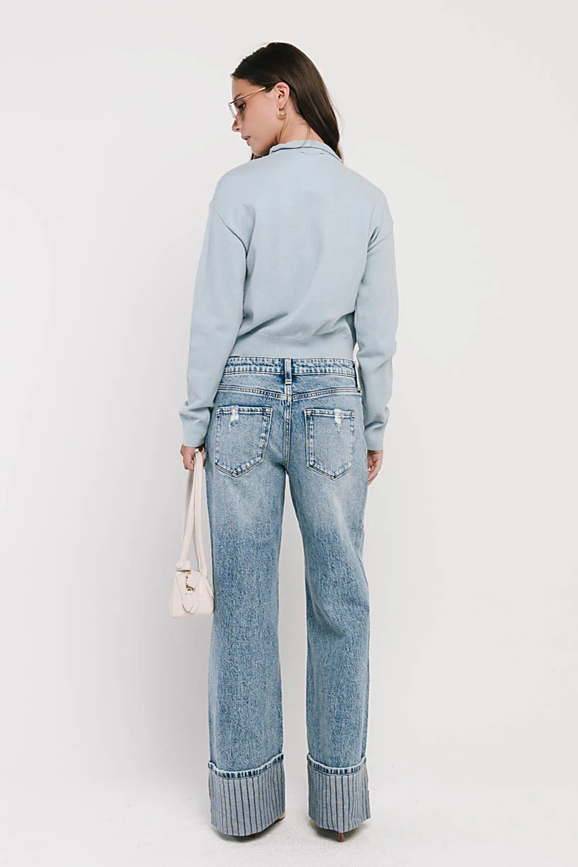 Maya Button Up Sweater in Blue