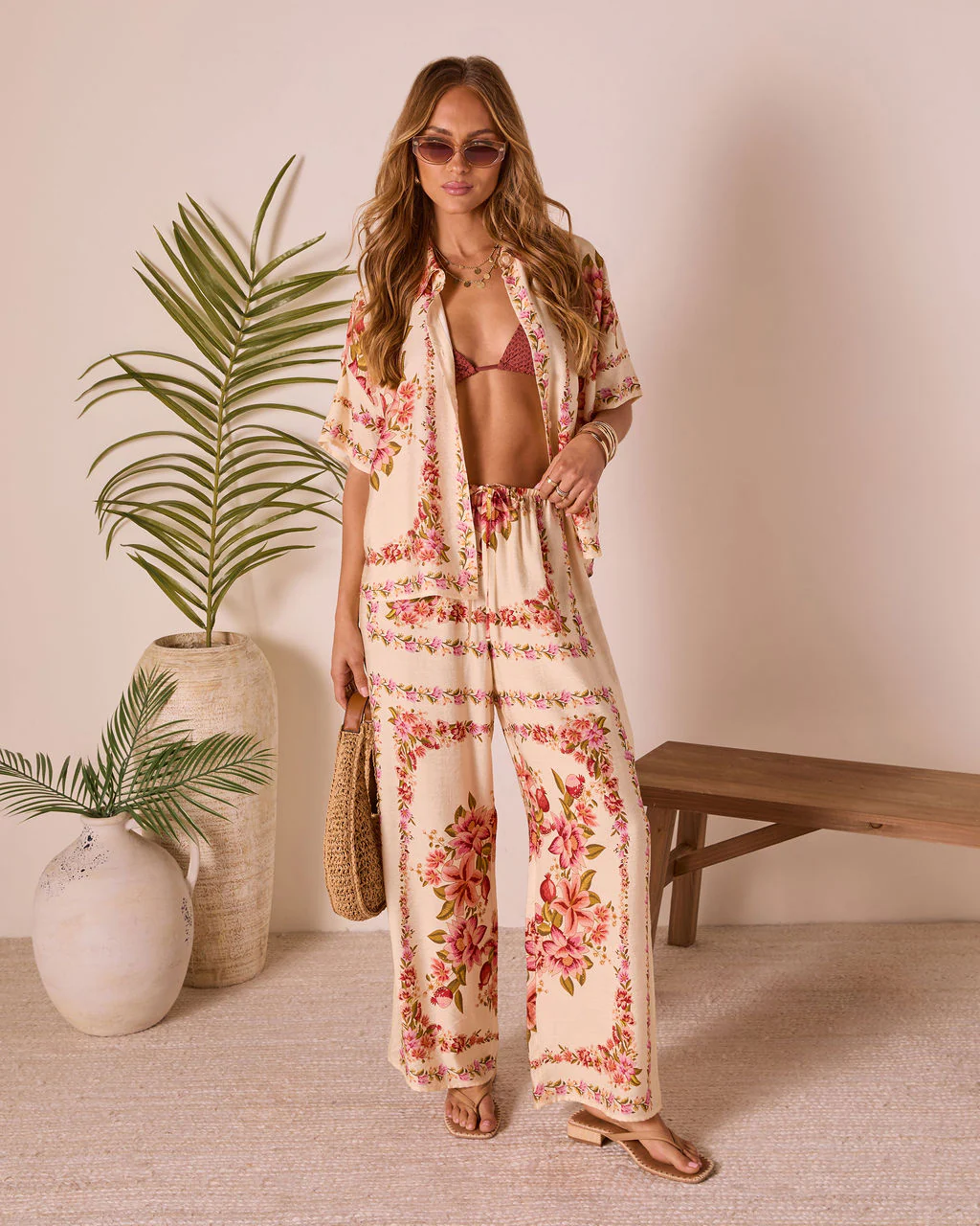 Hibiscus Haze Abstract Printed Pants