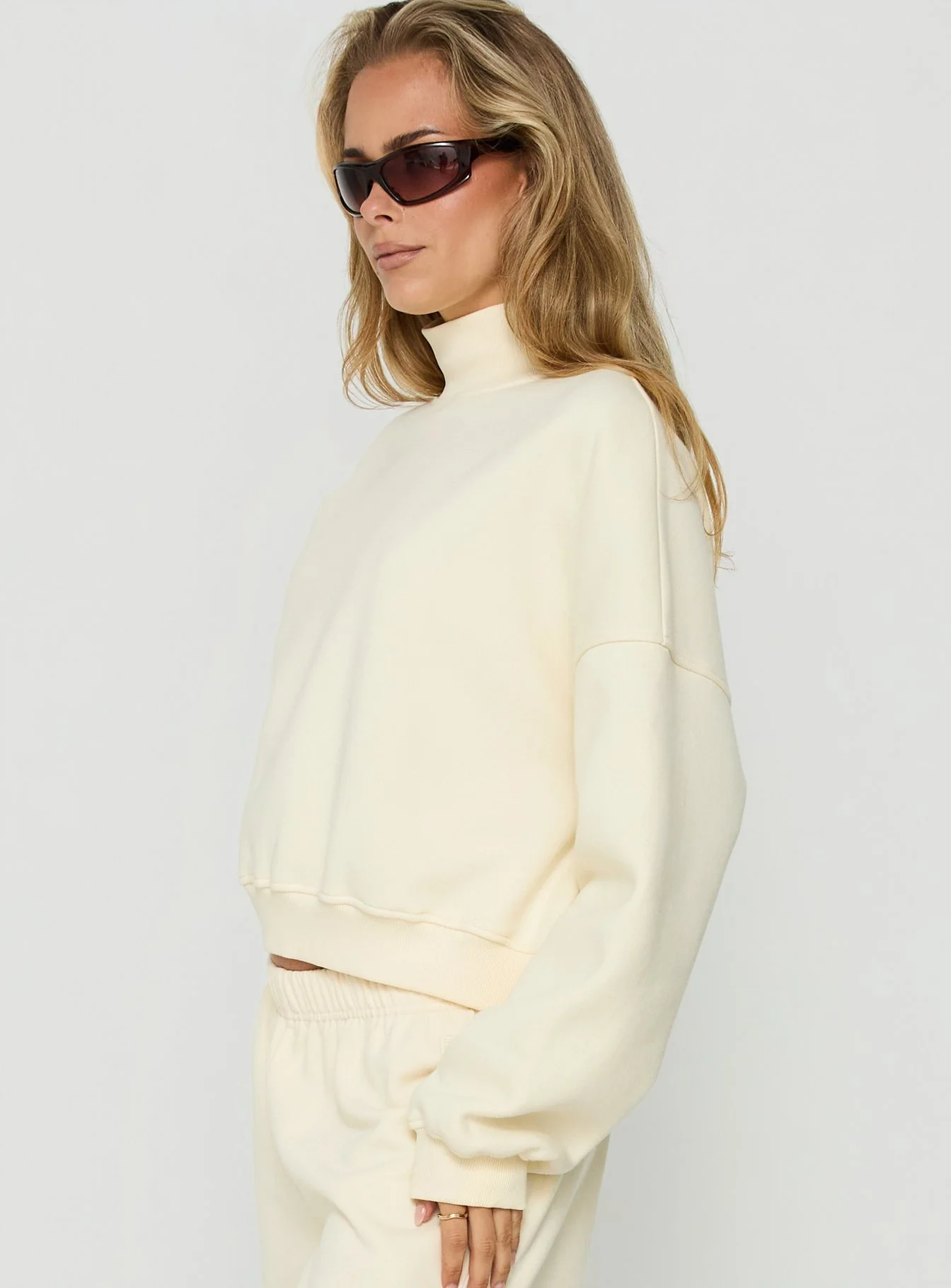 Anyya Funnel Neck Crew Jumper Cream