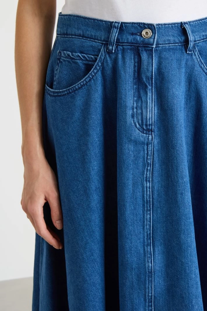 A-line denim skirt - BLUE