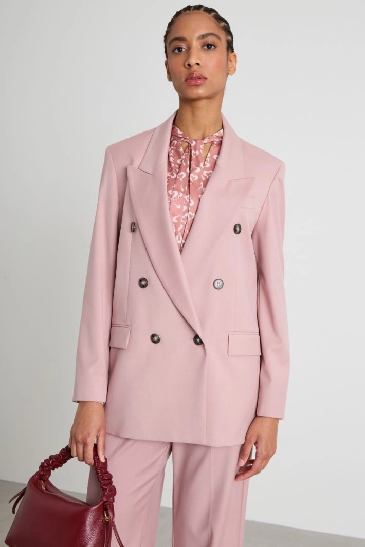 Straight double-breasted blazer - ANTIQUE PINK