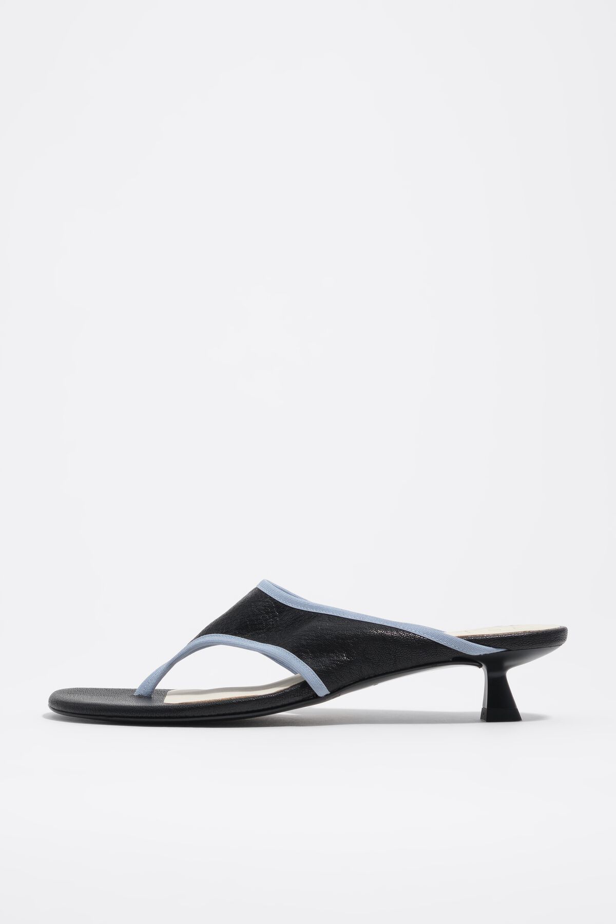 Black leather heel sandal