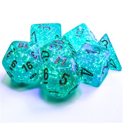 Borealis® Polyhedral Teal/gold Luminary™ 7-Die Set