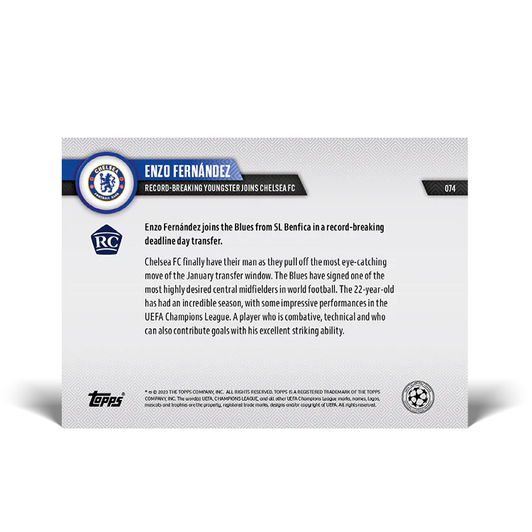 Topps UK - Record-breaking youngster joins Chelsea FC - UCL TOPPS NOW® Card #74