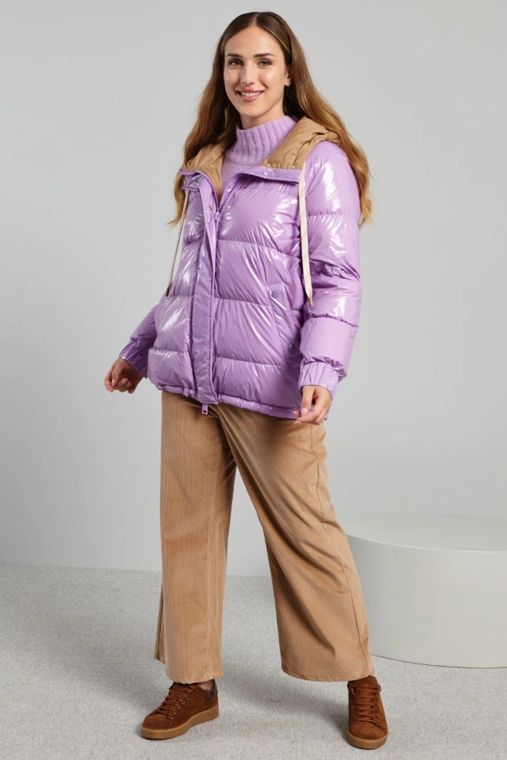 Shiny down jacket - LILAC BEIGE