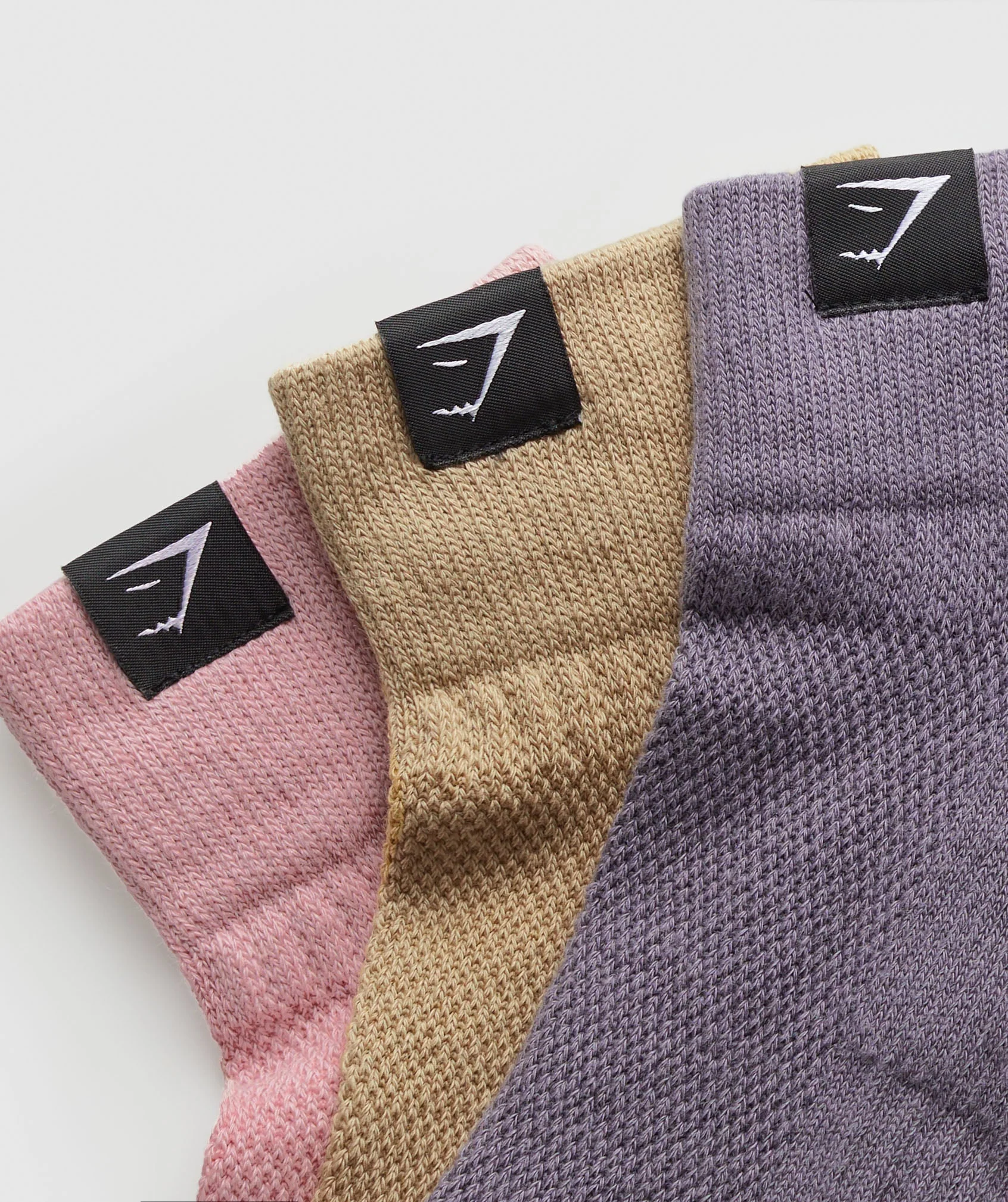 Woven Tab Quarter Socks 3pk Light Pink/Sand Beige/Fog Purple