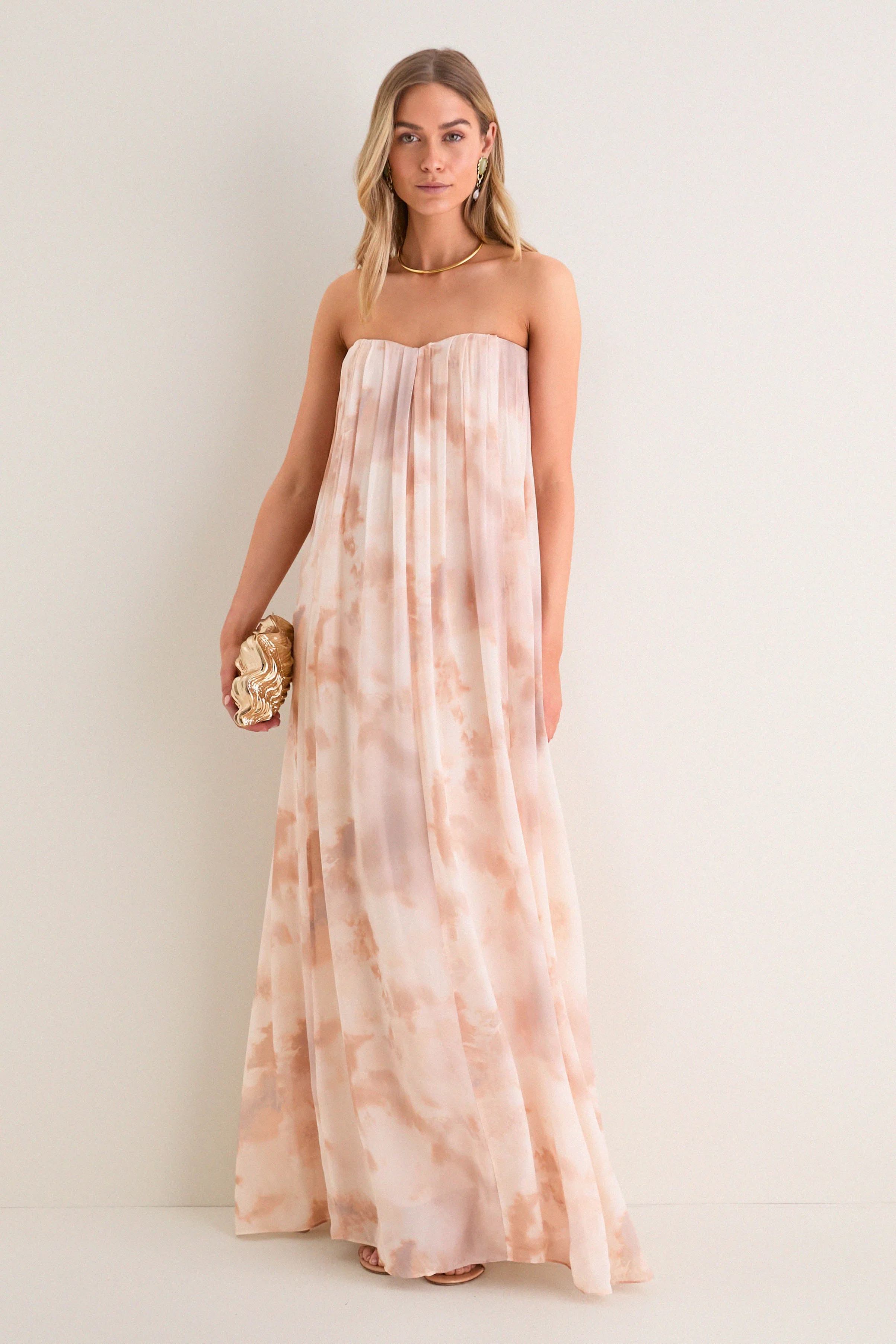 Frappe Multi Tie Die Raine Wire Strapless Gown