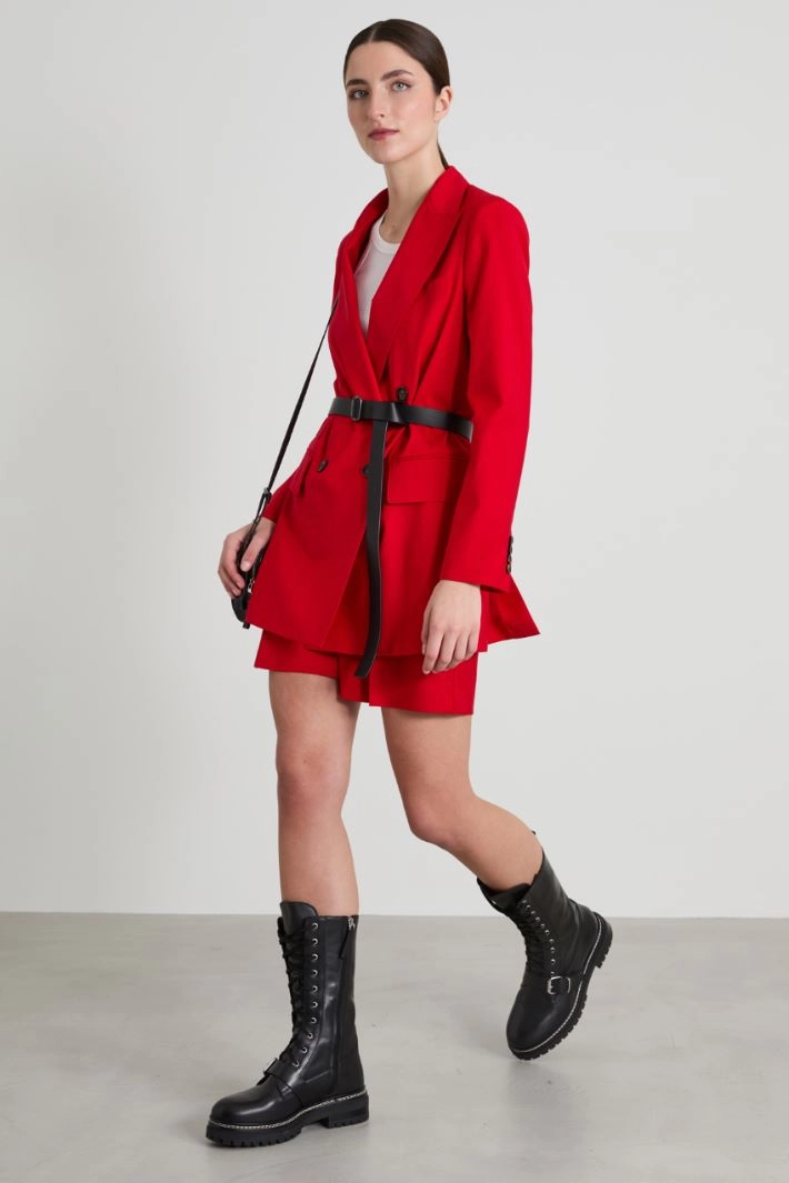 Wool Canvas Blazer - RED