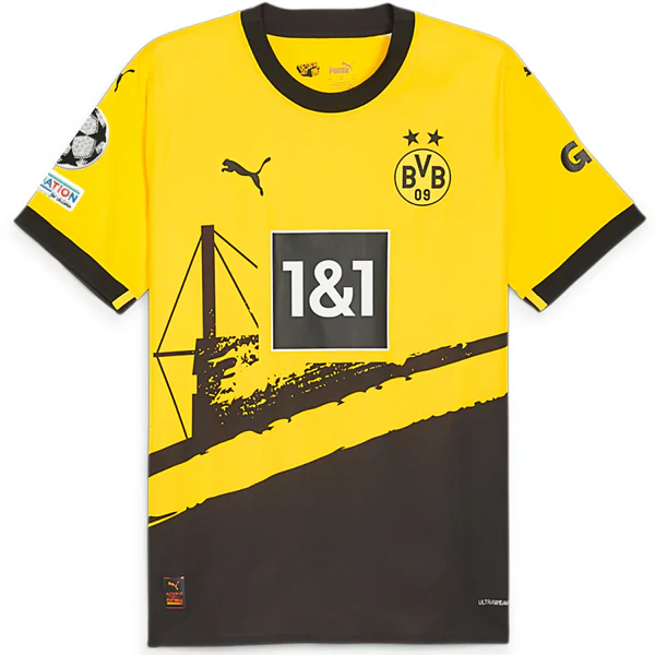 Borussia Dortmund Authentic Marco Reus Home Jersey w/ Champions League Patches 23/24 (Cyber Yellow/ Black)