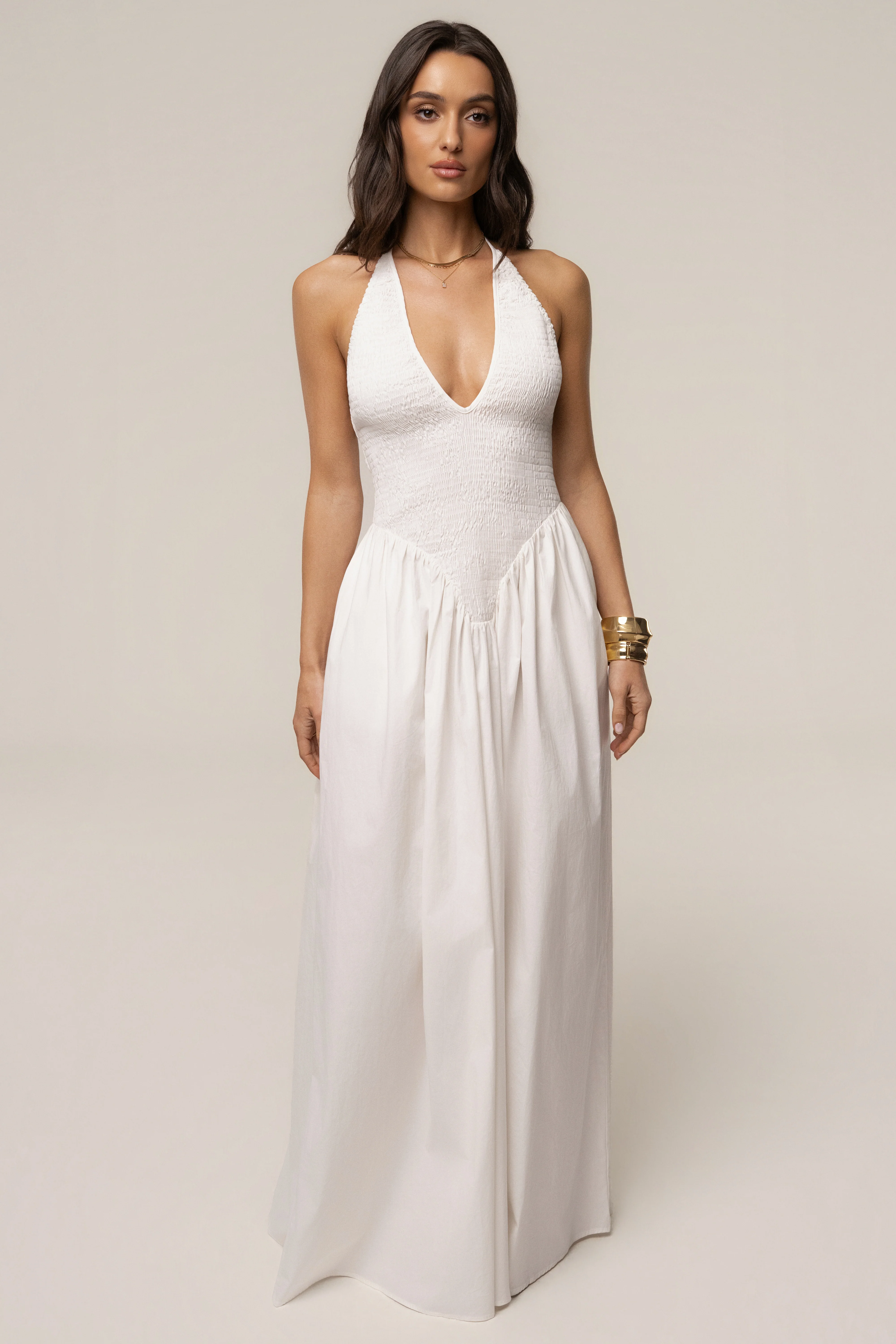 Ivory Madrid Halter Maxi Dress