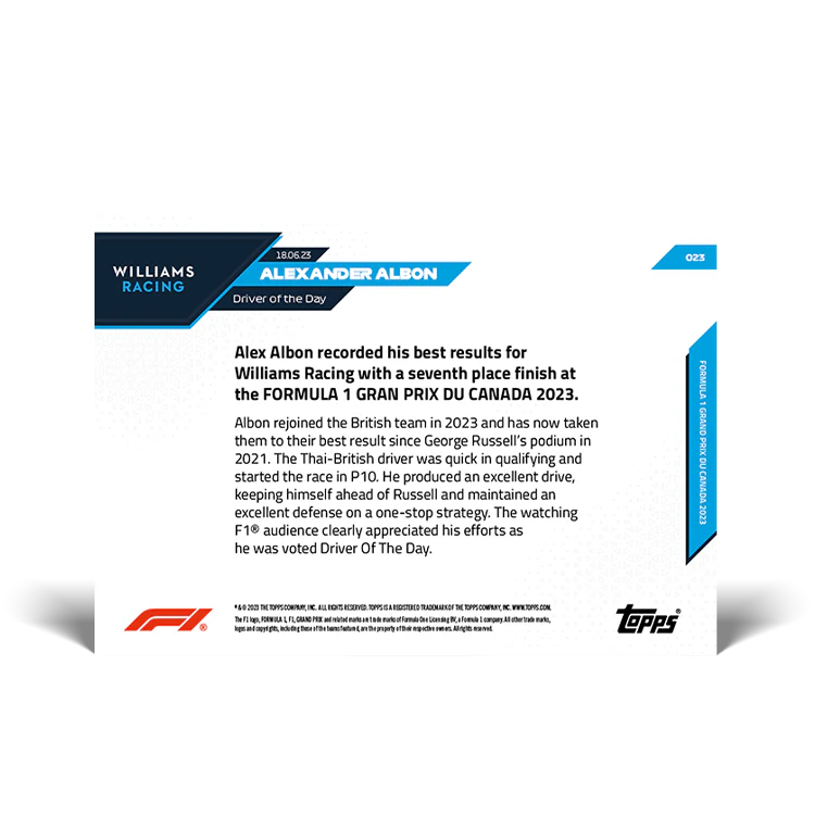 Topps UK - Best result for William F1 Team - F1 TOPPS NOW® Card #23
