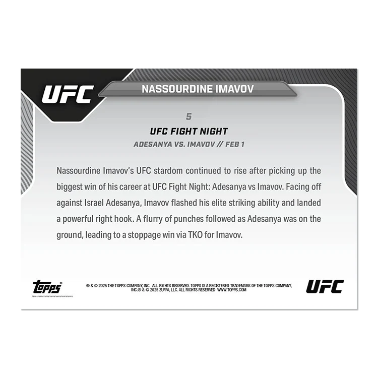 Nassourdine Imavov - 2025 UFC Topps NOW® Card 5