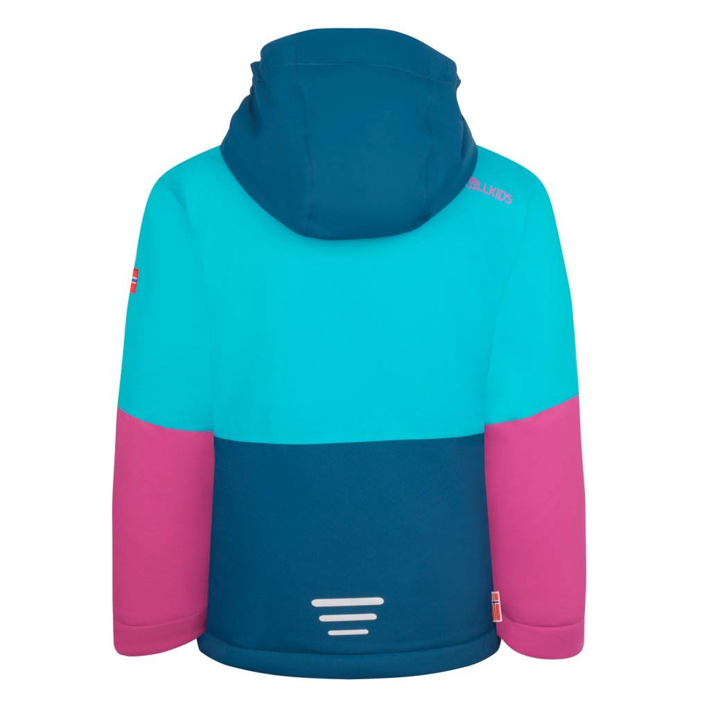 Trollkids Hallingdal Ski Jacket Kids - Bright Berry/Dark Turquoise/Madeira Blue