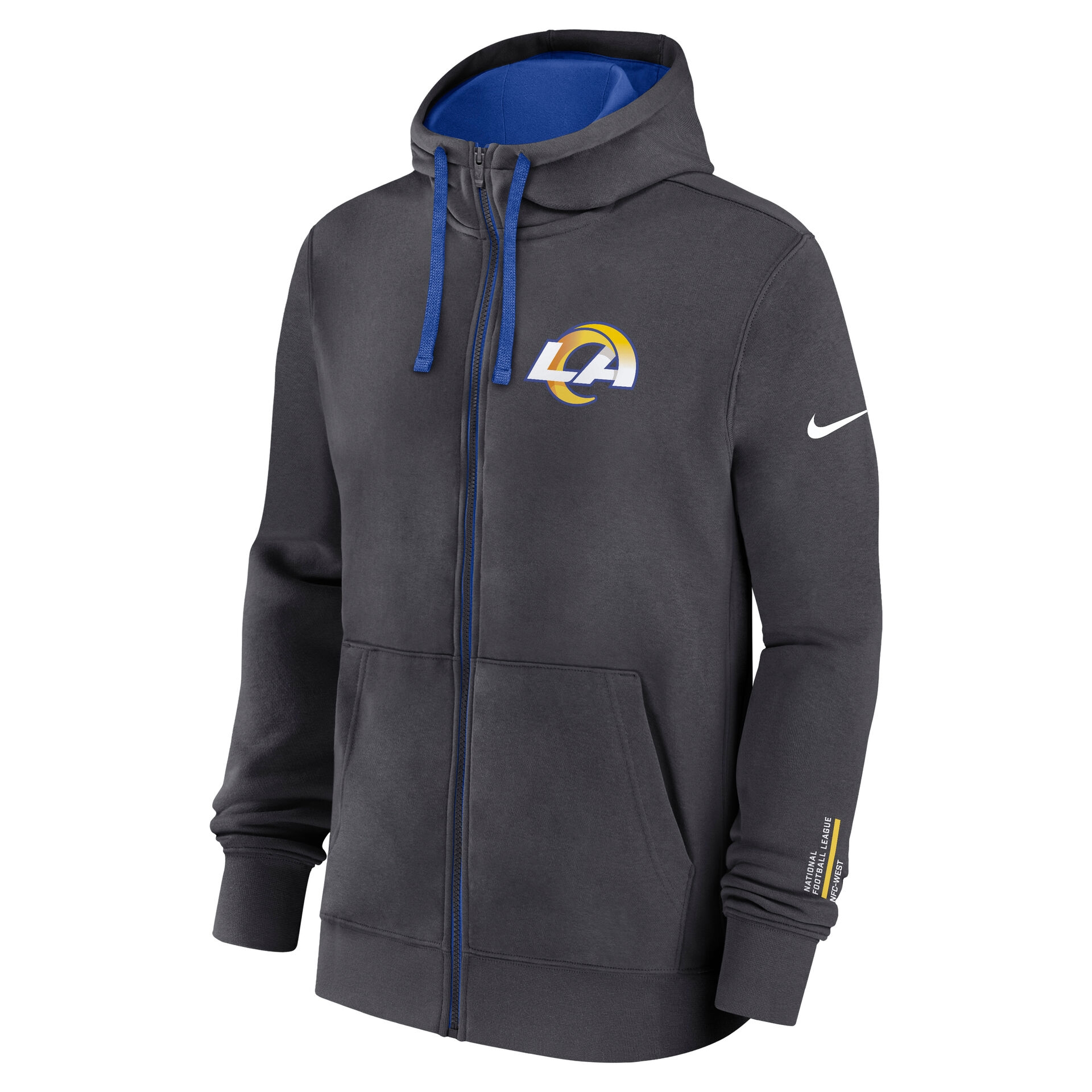 Los Angeles Rams Playbook NFL Full-Zip Fleece Hoodie Anthracite