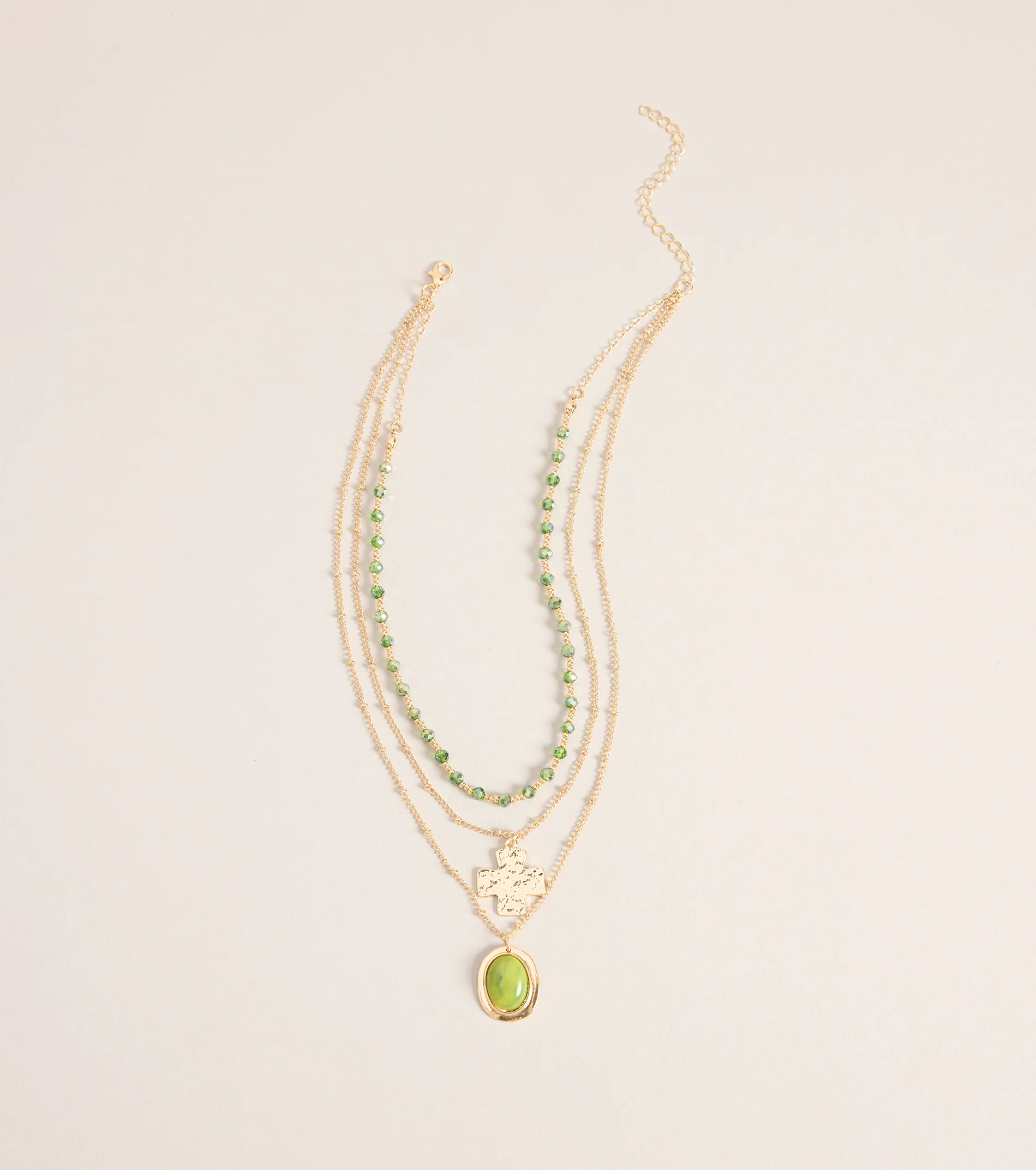 Chic And Styled Layered Stone Charm Necklace