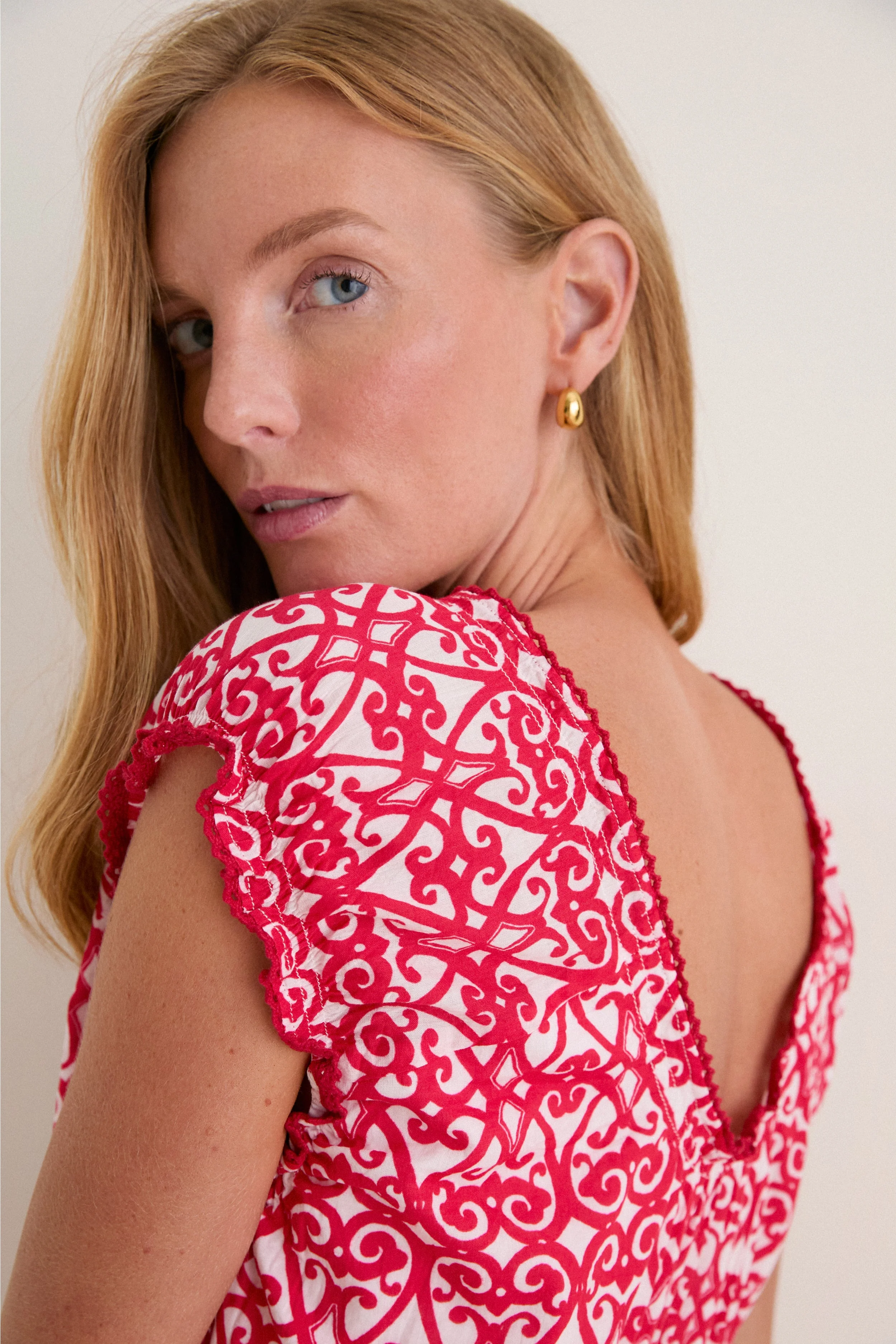 Red Siro Hilda Midi Dress