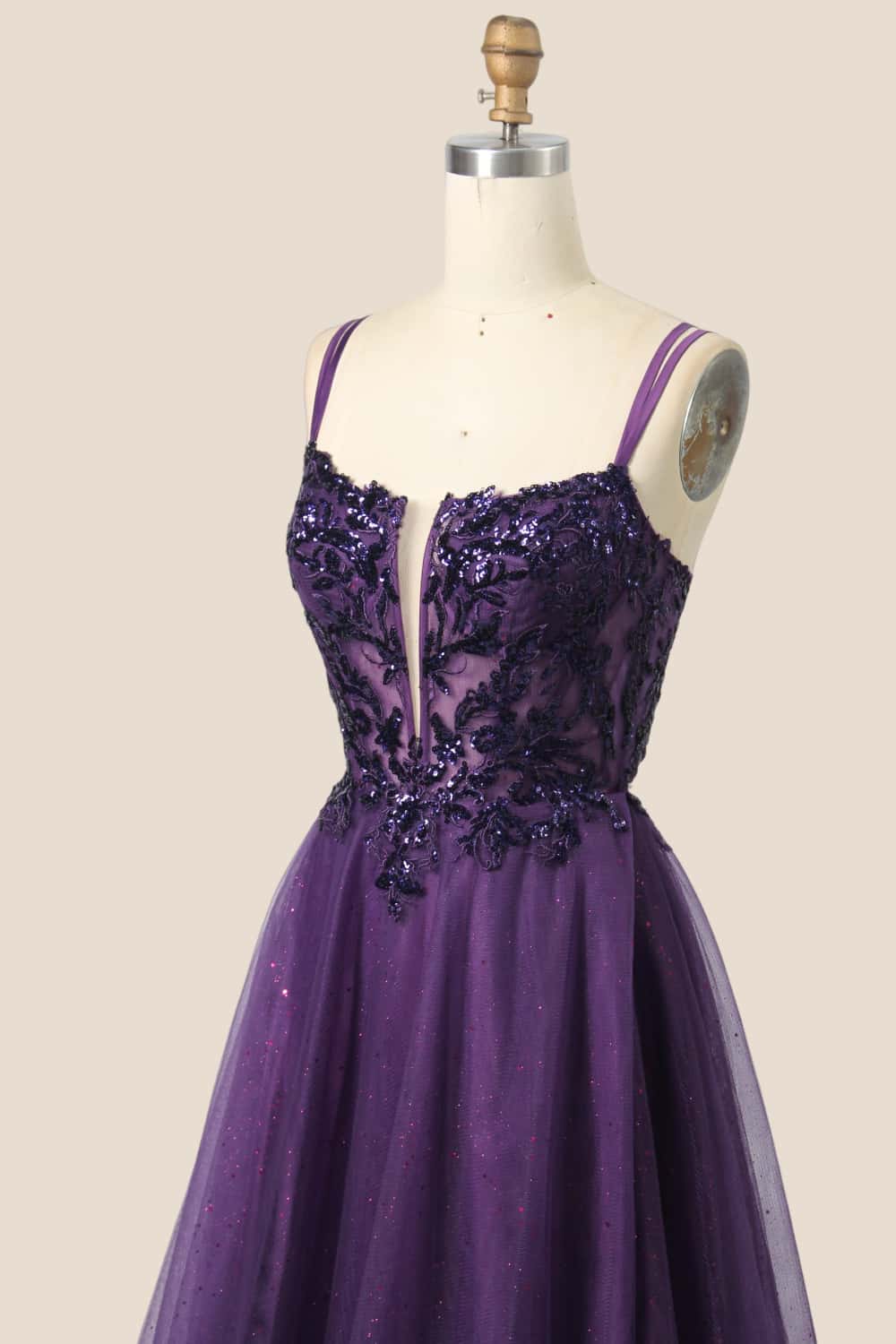 Appliques Purple Tulle A-line Dress