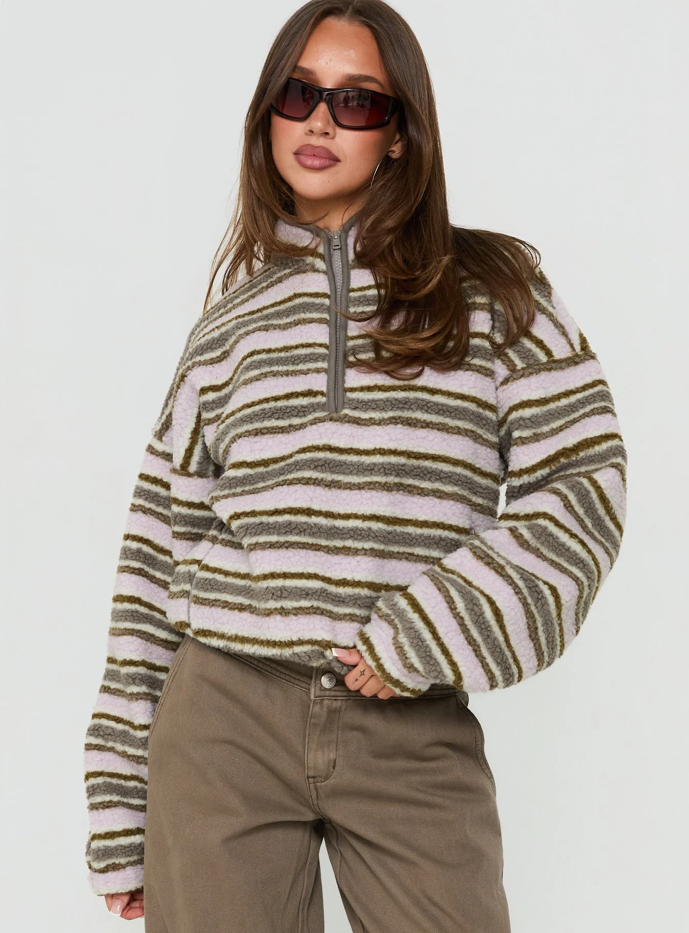 Quinee Polar Fleece Jumper Pink Multi
