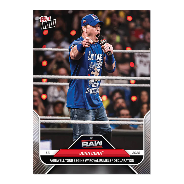 John Cena - 2025 WWE Topps NOW® Card 4 - LOOK FOR RELICS OR AUTO-RELICS