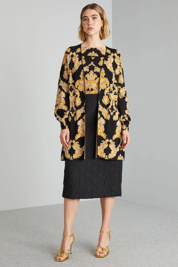 Viscose off-the-shoulder sweater - BLACK MUSTARD