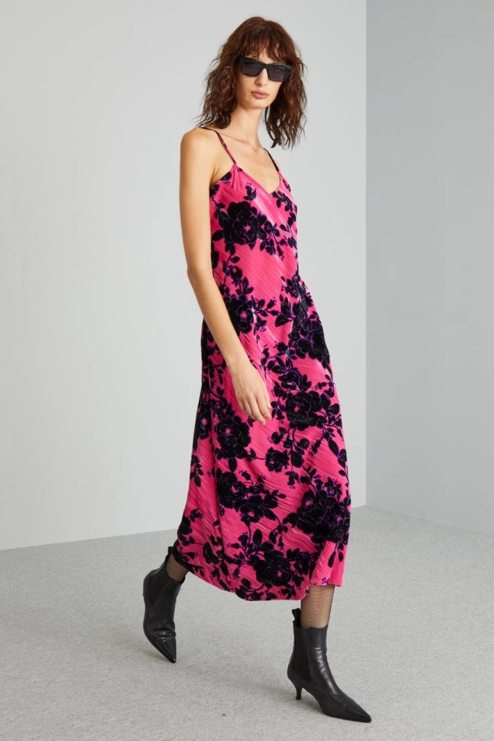 Velvet slip dress - FUCHSIA BLACK VIOLET