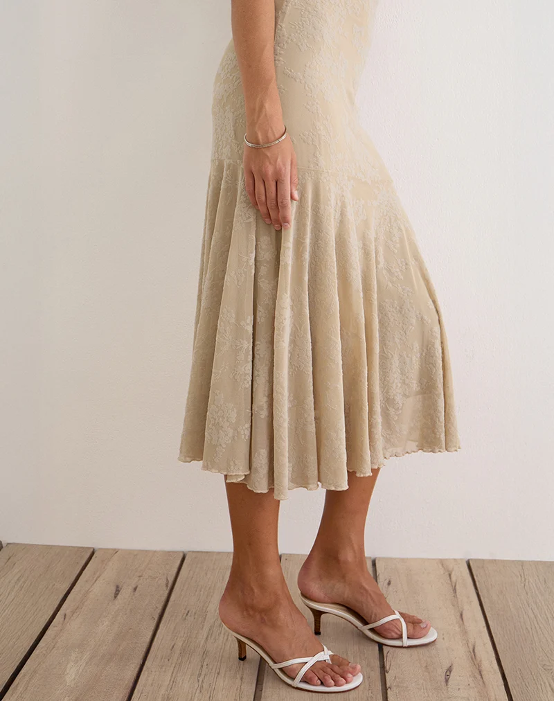 Disini Midi Dress in Moss Petal Coconut Milk