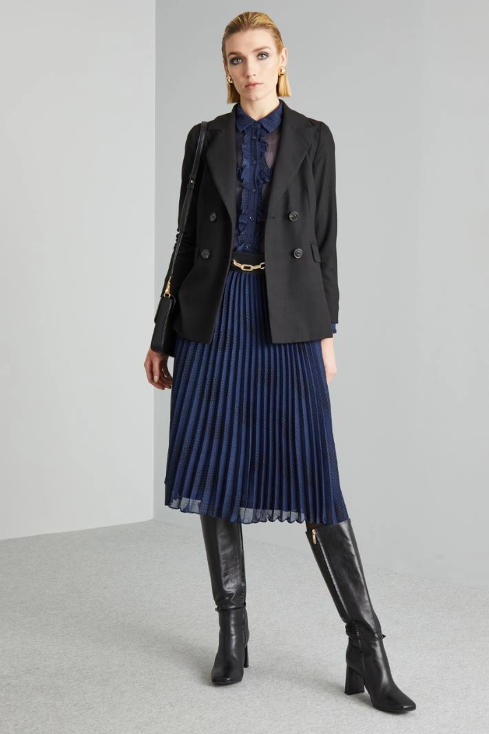 Double-breasted flannel blazer - BLACK