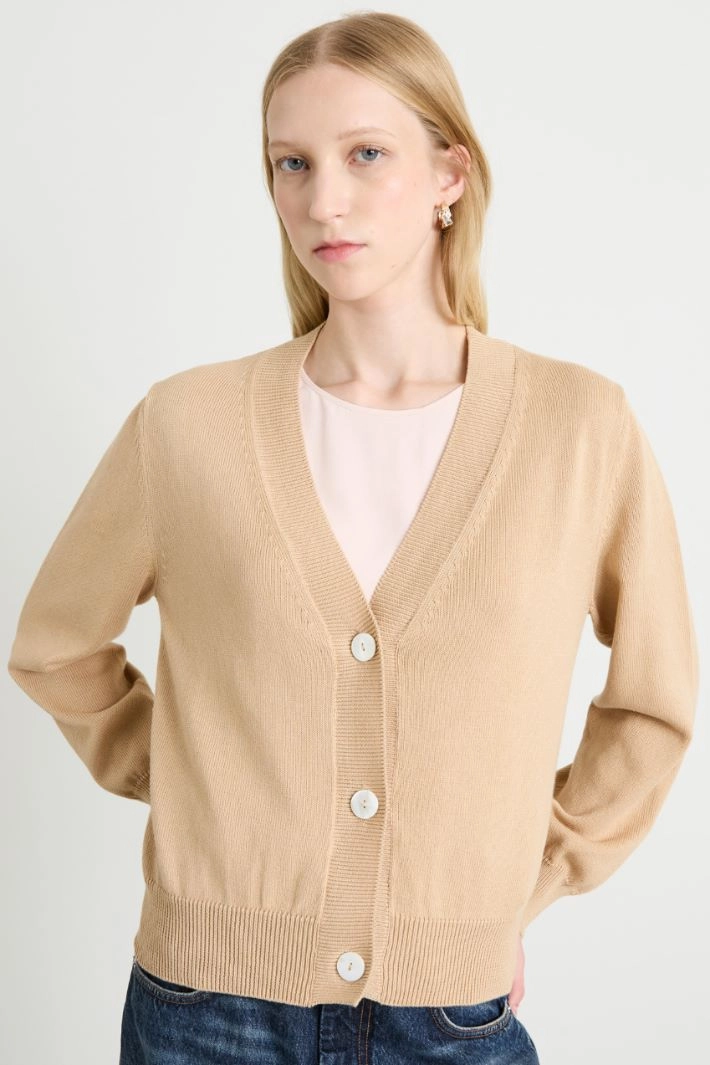 Cotton cardigan - CAMEL
