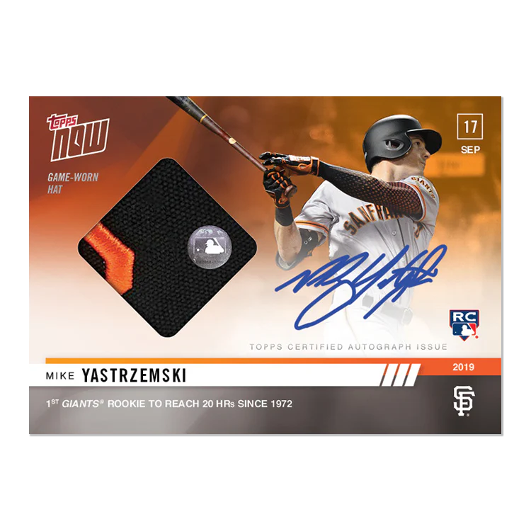 On-Card Auto Relic # to 5 - Mike Yastrzemski - MLB TOPPS NOW® Card 854C