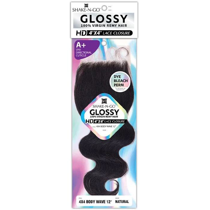 Shake N Go Glossy 100% Virgin Remy Hair HD 4x4 Lace Closure - 4x4 BODY WAVE 12