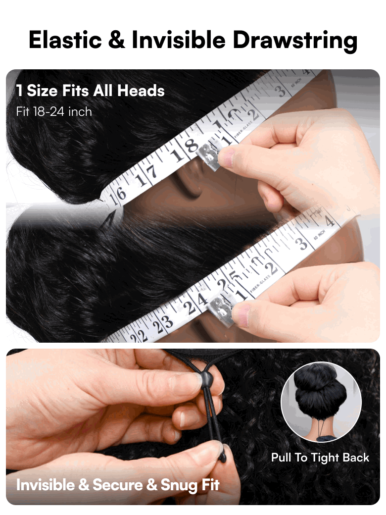 Golden Brown Highlight Water Wave 7x5 Bye Bye Knots Lace Closure Glueless Human Hair Wig with Drawstring