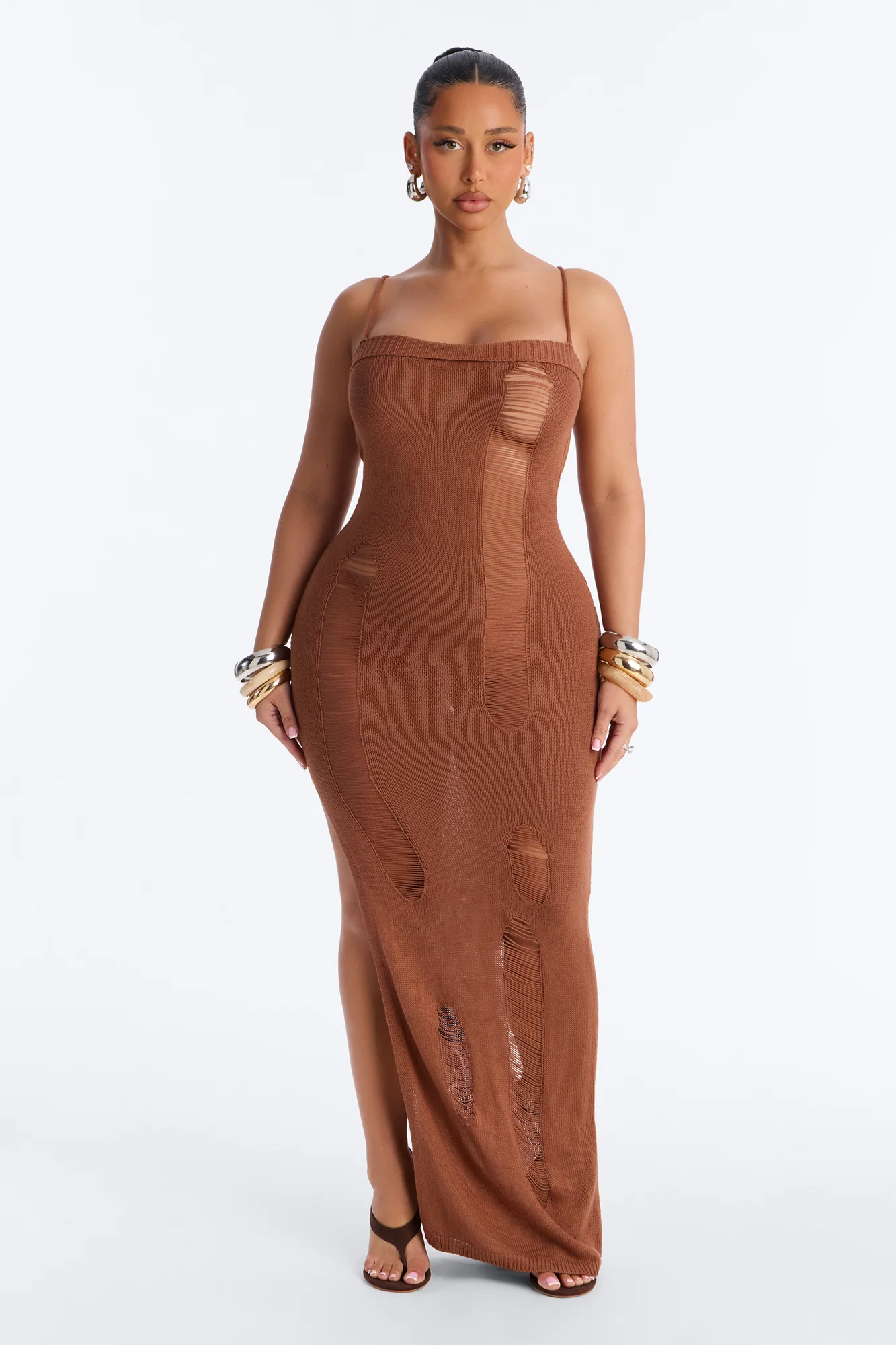 Penny Crochet Swim Cover Up Maxi Dress - Mocha