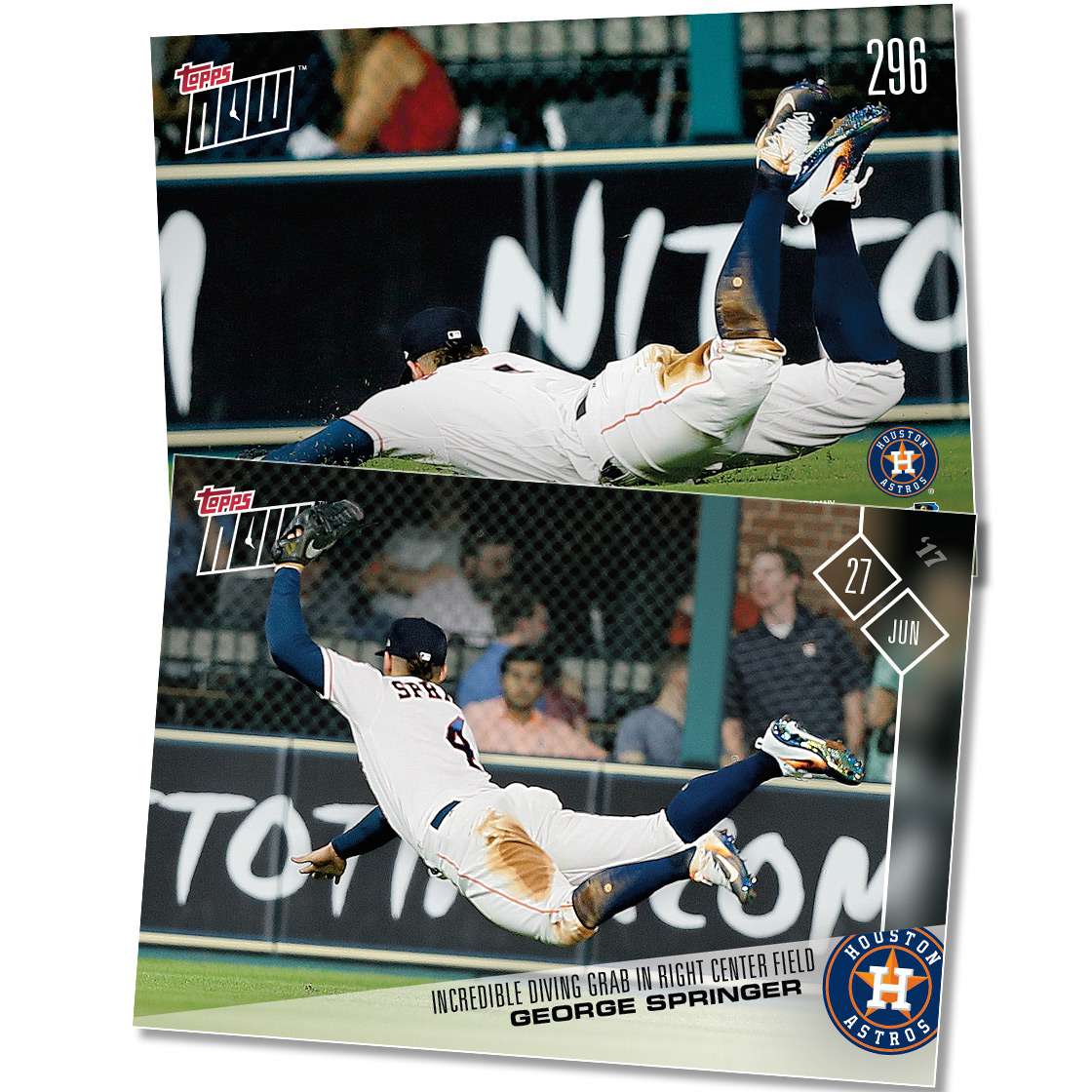 George Springer - 06/27/2017 TOPPS NOW® Card 296 - Print Run: 182