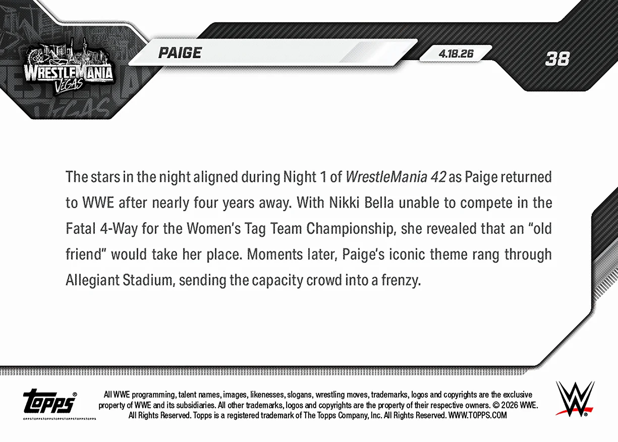 Paige - 2026 WWE Topps NOW® - Card 38
