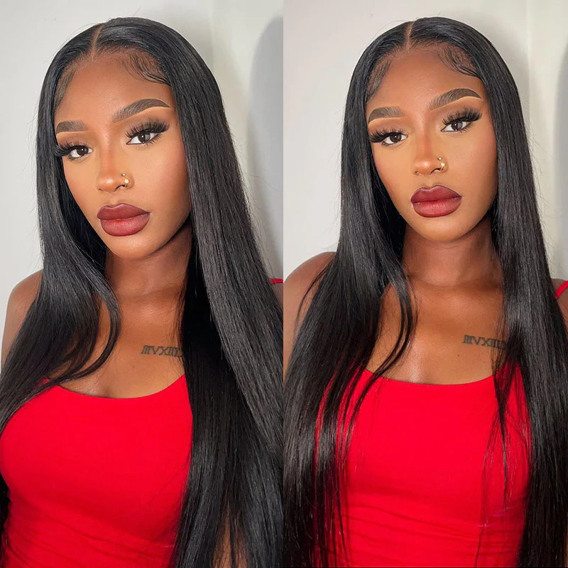 Ophirawig 6x5 Invisible Knots Glueless Silky Straight Wig Pre-cut Lace Natural Black Beginner Friendly