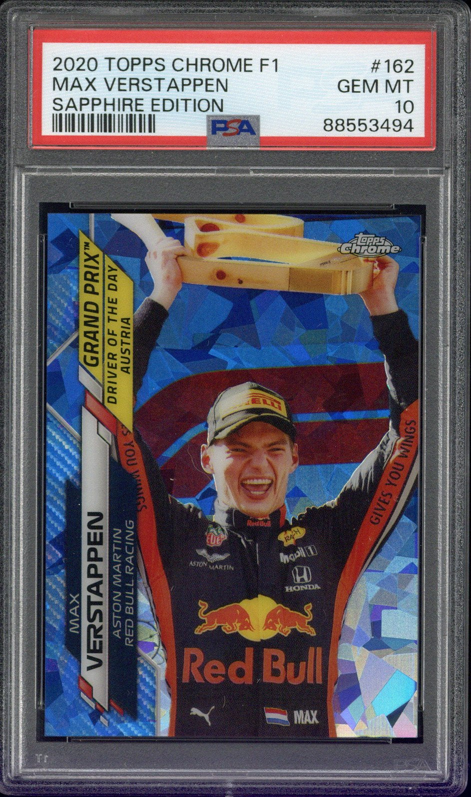 2020 TOPPS CHROME MAX VERSTAPPEN F1 SAPPHIRE EDITION #162 PSA 10