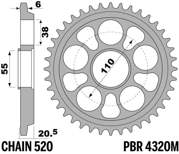 Ultra-light hard anodized aluminum PBR crown 4320M - 520Ref: Pbr01460A / 1108845002