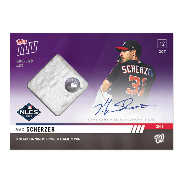 On-Card Auto Relic # to 25 - Max Scherzer - MLB TOPPS NOW® Card 1003C