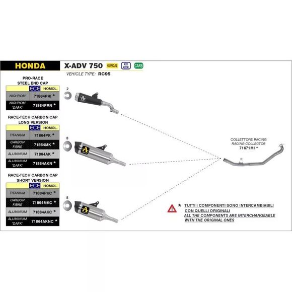 Arrow Racing HeaderHONDA 750 X -ADV 750 DCT ABS - 2017 - 2024Ref: Aw0719 / 71671Mi