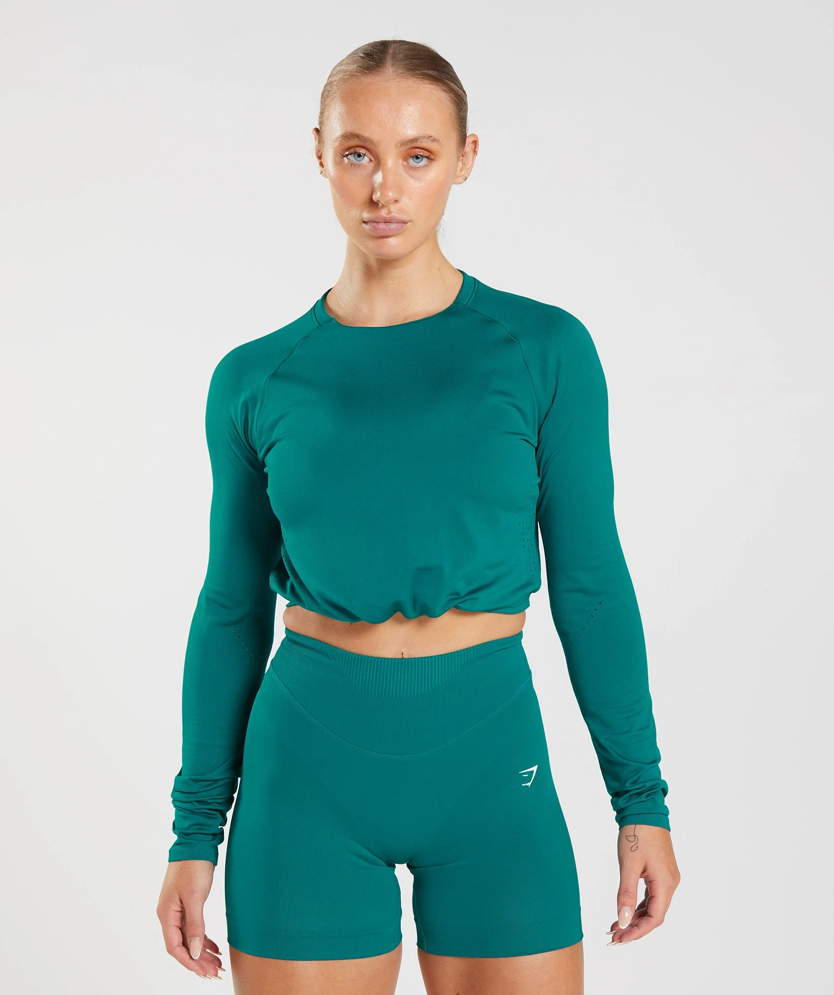 Sweat Seamless Long Sleeve Crop Top Rich Teal