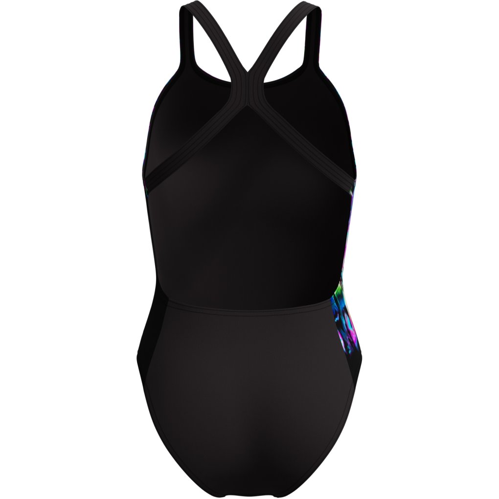 Speedo Placement Printed Powerback Swimsuit Women - glitchy garden/black