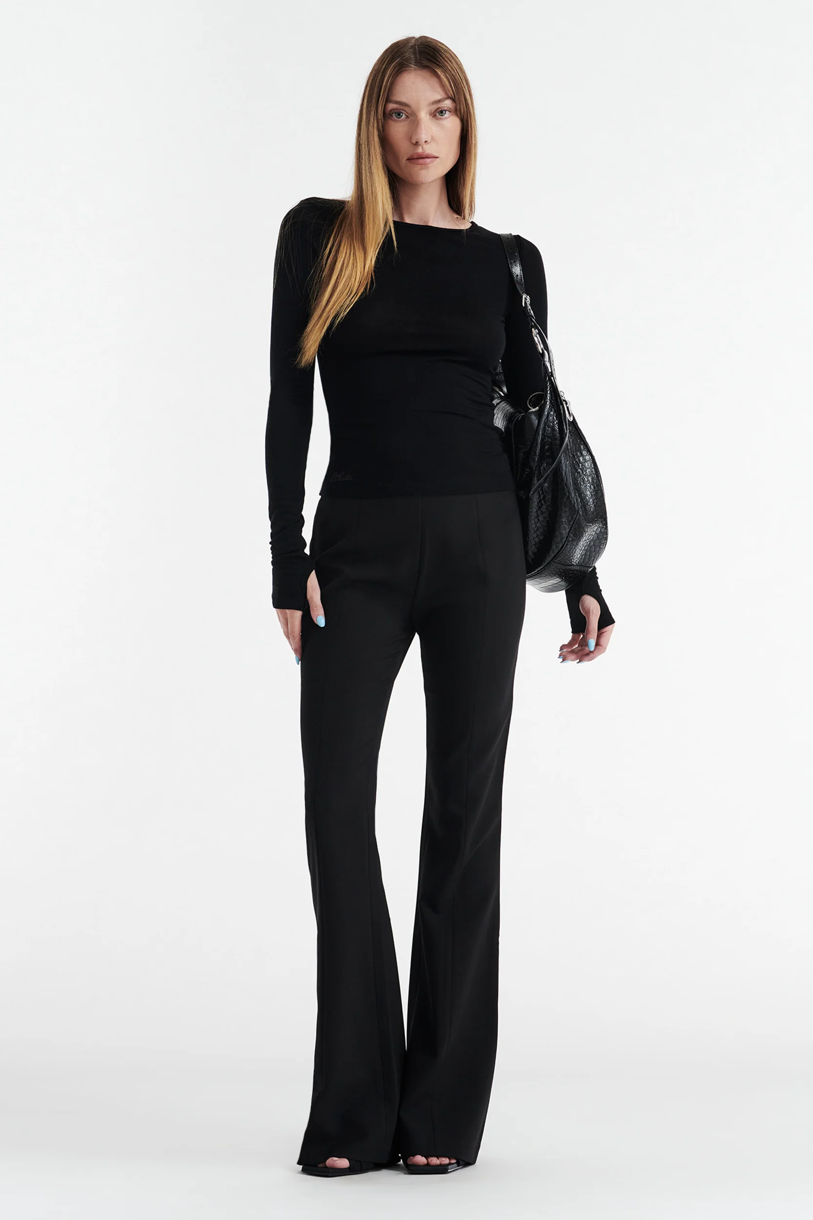 Claudia Long Sleeve Basic Top - Black