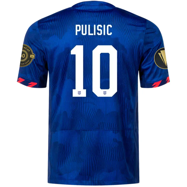 Mens United States Christian Pulisic Away Jersey w/ Gold Cup Patches 23/24 (Hyper Royal/Loyal Blue)