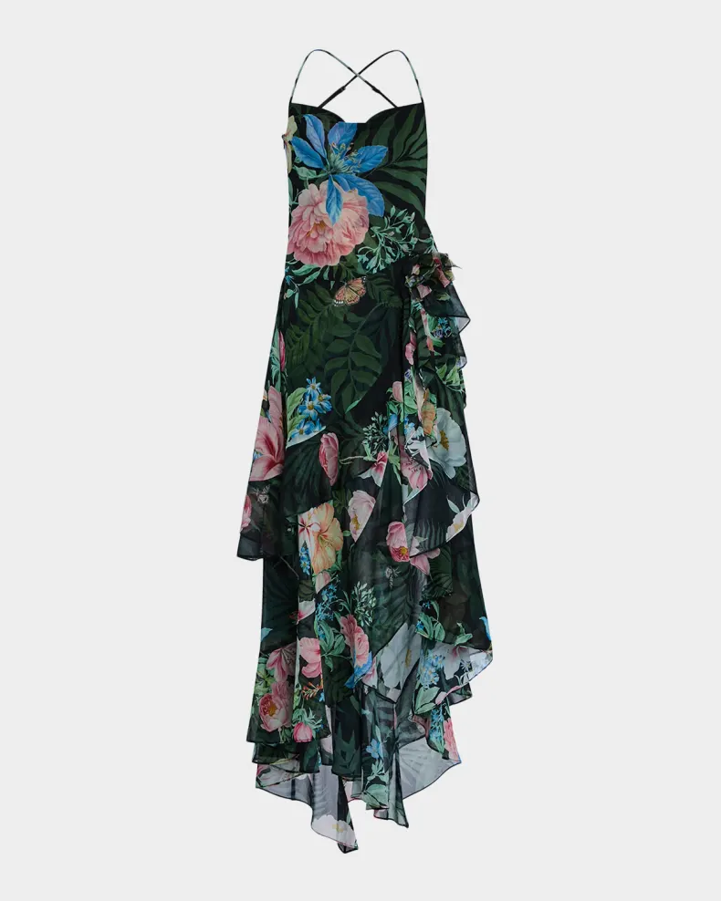Samara Ruffled Silk Chiffon Dress