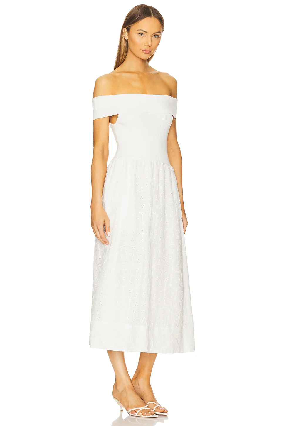 Mixed Media Off Shoulder Dress