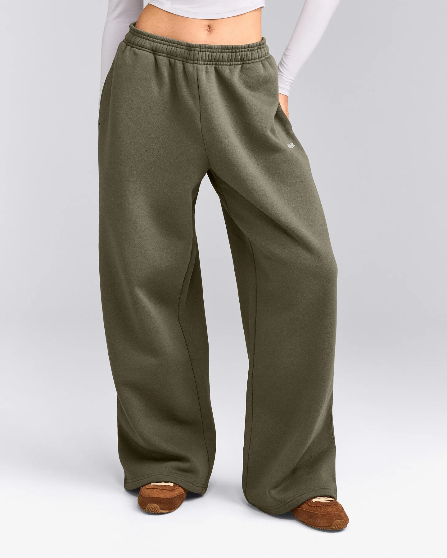 Foundations Cosy Oversized Straight Leg Joggers | Alpine Green