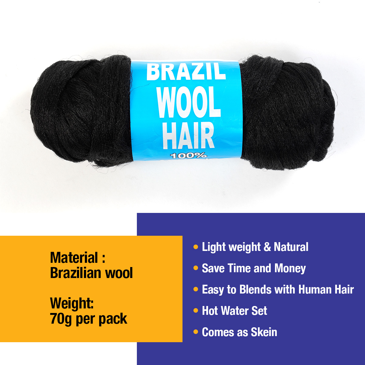 Authentic Brazilian Wool Hair Yarn for Braids